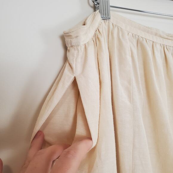 Vintage 70s 80s Silk Cotton Midi Prairie Skirt Beige Cream 36" - Picture 7 of 10